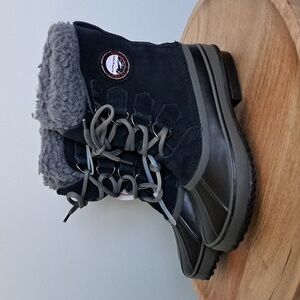 NWT Alpinetek Kids Snow Boots Sz 3 Black Suede Leather Thinsulate Waterproof